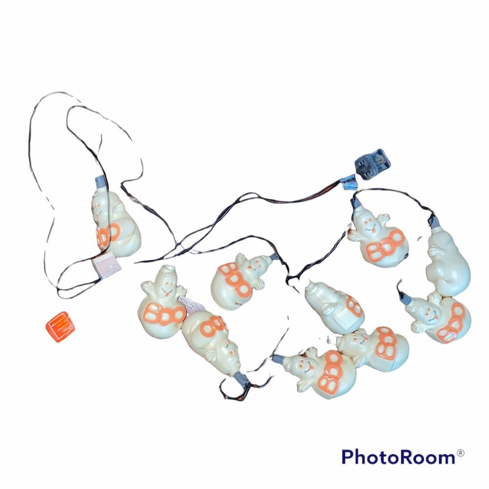 Vintage Halloween Ghost Boo indoor lights string of 10 - Blow mold inspired